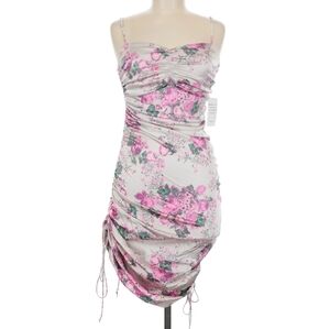 For Love And Lemons Floral Ruched Midi Dress Medium